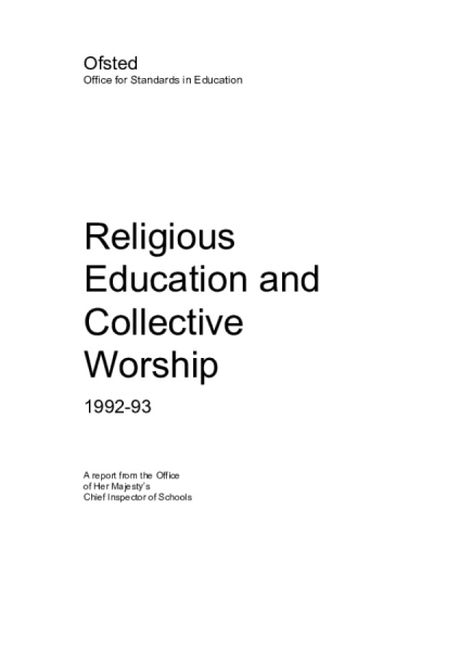 Ofsted Report on RE and Collective Worship 1992-3