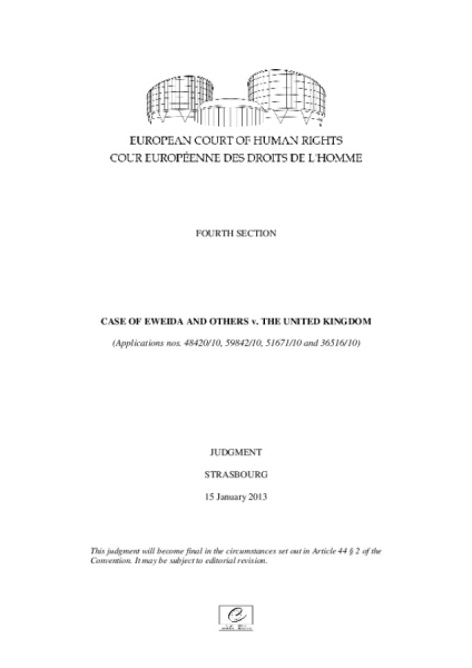 CASE OF EWEIDA AND OTHERS v. THE UNITED KINGDOM (1)