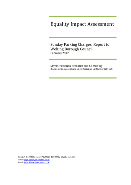 Sunday Parking Charges Report to Woking Borough Council