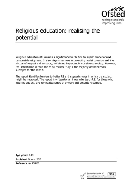 Religious education realising the potential
