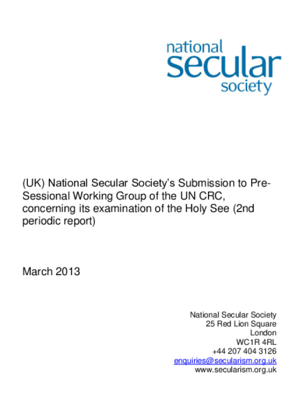 NSS Submission to UNCRC March 2013