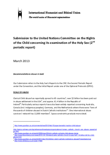 IHEU Submission to the UNCRC March 2013