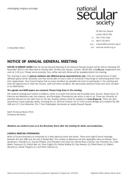 Annual Report 2014 AGM inserts