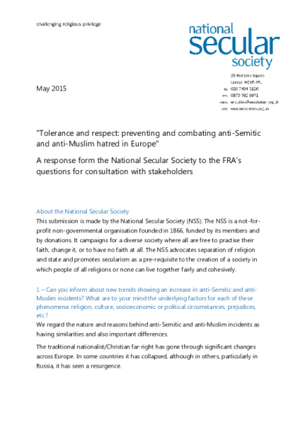 NSS Response to FRA questions for consultation with stakeholders FINAL