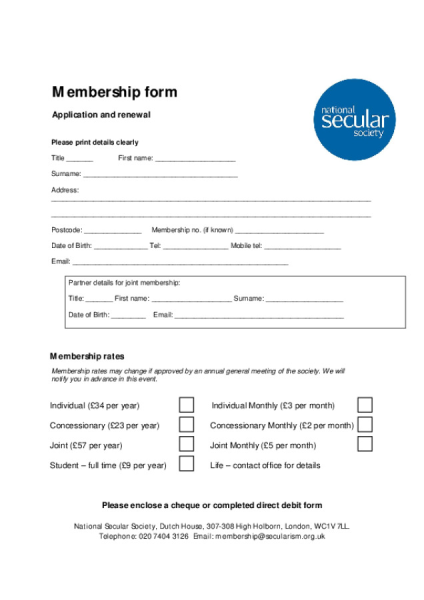 2021 Membership form
